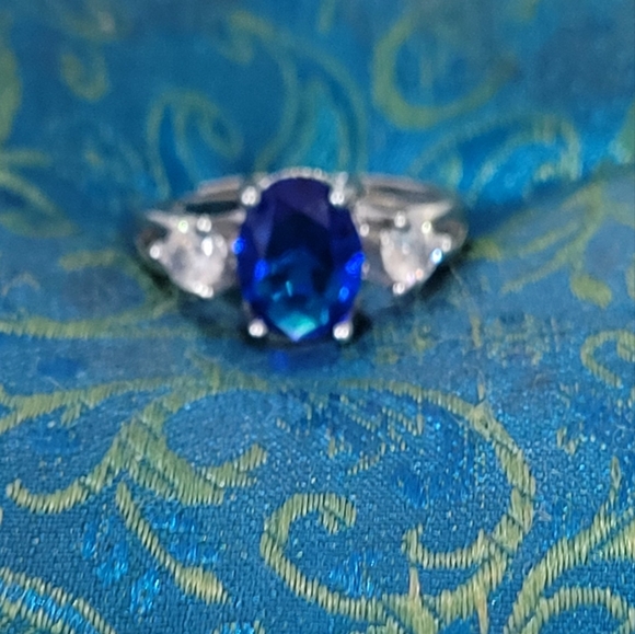 S925 Dark Blue & White Zircon Ring - Picture 5 of 8